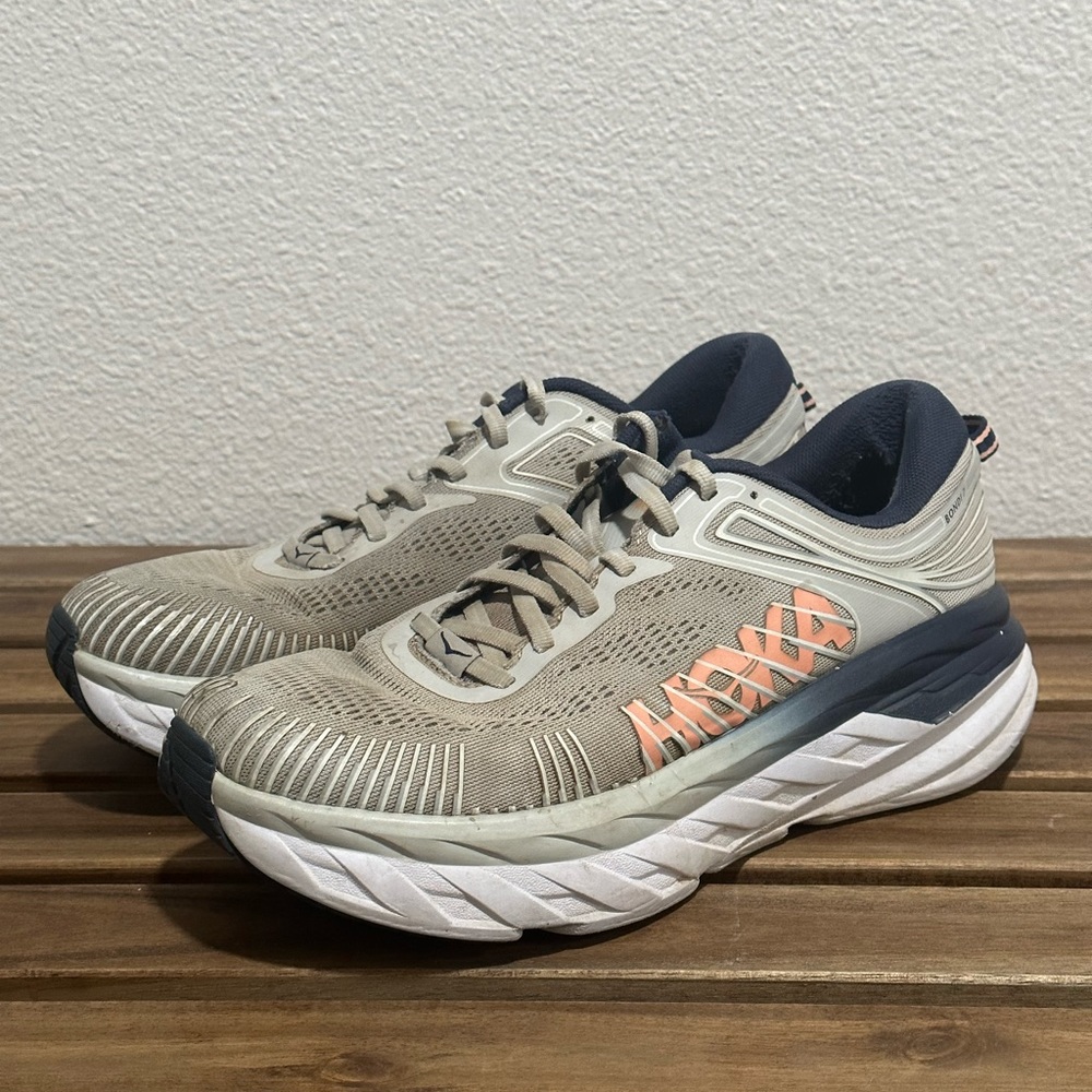 Hoka One One Womens Bondi 7 1110519 LRBI Gray Running Shoes Sneakers Size 9.5